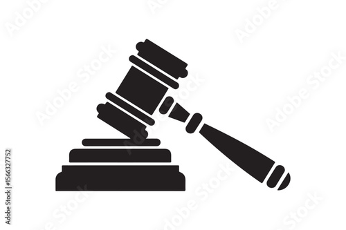 Classic Black Silhouette of a Gavel and Sound Block for Law and Justice