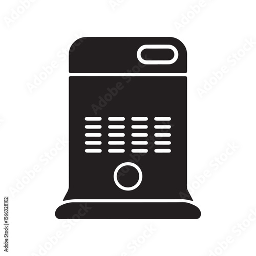 Black Silhouette Icon of a Compact Electric Heater
