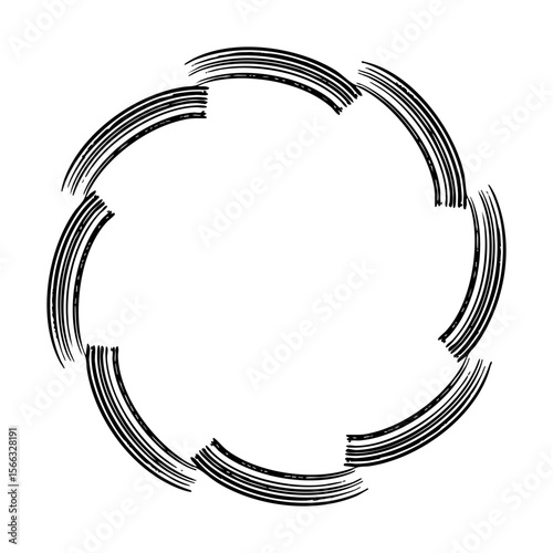 墨の線で描いた抽象的な丸いフレームのベクターイラスト