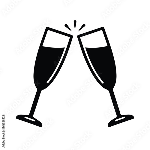 Two Champagne Glasses Toast Icon Vector Illustration