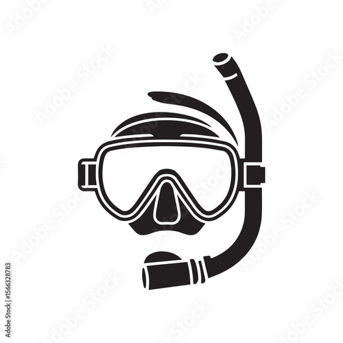  Black Silhouette Icon of a Snorkel Mask for Underwater Activities