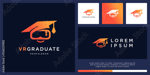Unique VR graduation logo design template