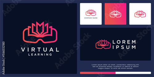 VR book logo design for graduation concept