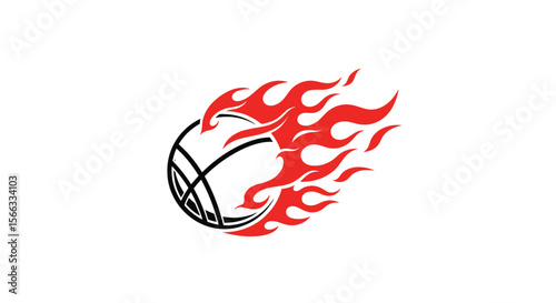 Dynamic basketball action graphic with fiery motion streaks capturing intense athleticism and fast paced game play
