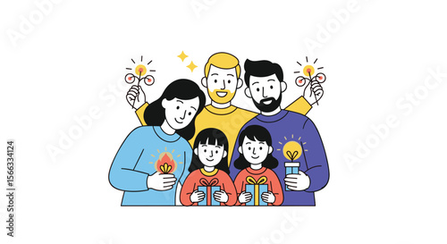 A joyful family celebrates a special occasion together with gifts and sparklers creating a warm and festive atmosphere