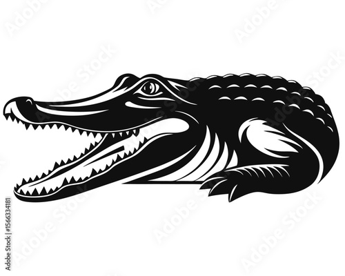 Striking black and yellow reptile profile art showcasing a menacing crocodile s powerful silhouette against a clean background perfect for diverse design applications