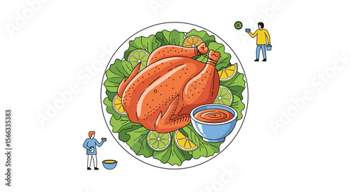 Deliciously roasted whole chicken served with fresh greens and savory gravy for a festive meal