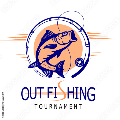 Out fishing logo design template 