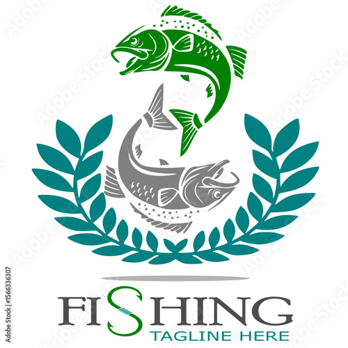 Fishing logo design template illustration