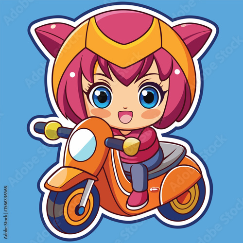 Cute girl riding a scooter