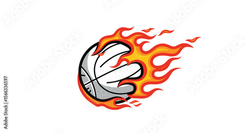 Dynamic flaming basketball in motion capturing intense energy and skill for sports enthusiasts