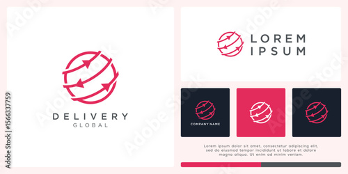 delivery global logo design with arrow