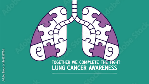 Illustration depicting lungs formed by puzzle pieces, promoting lung cancer awareness.