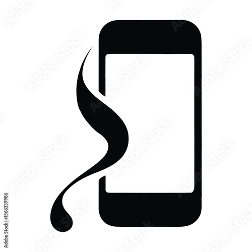 Watercolor Phone Silhouette, Vector, Illustration, Icon, Logo, White Background.