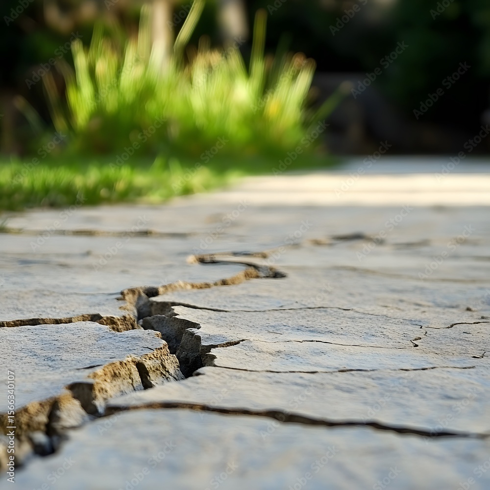 Fototapeta premium Cracked Pavement Close Up Ground Texture