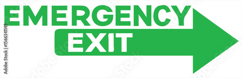Green and white emergency exit sign with a clear arrow pointing to the right indicating the direction for safe evacuation during an emergency situation