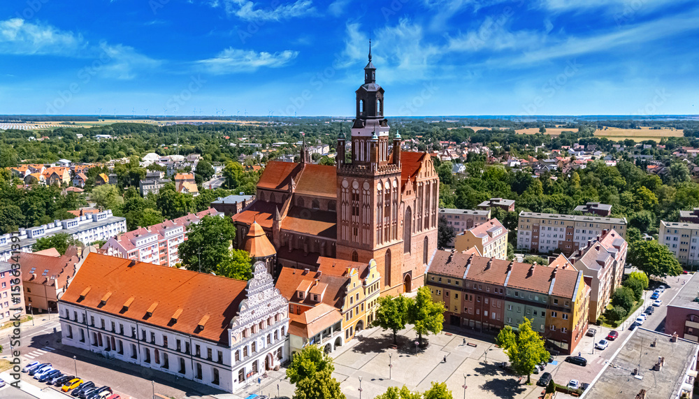 Obraz premium View of Stargard with St. Mary's Church, Poland