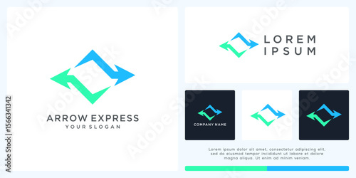 Arrow express logo design with left and right
