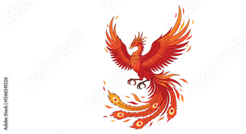 Captivating pixel art representation of a fiery phoenix in majestic flight showcasing its vibrant plumage and mystical aura