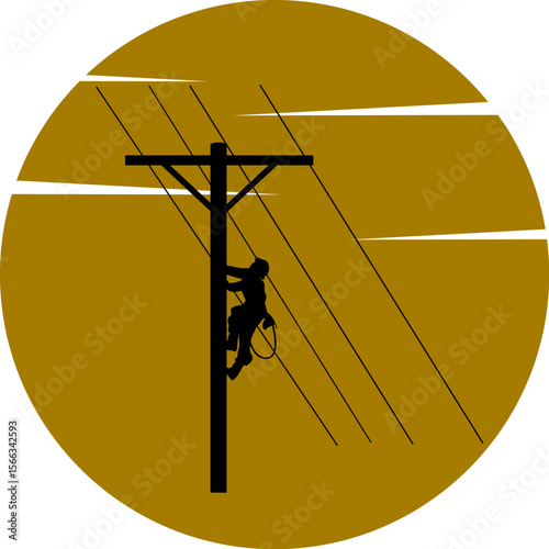 Electric worker silhouette
