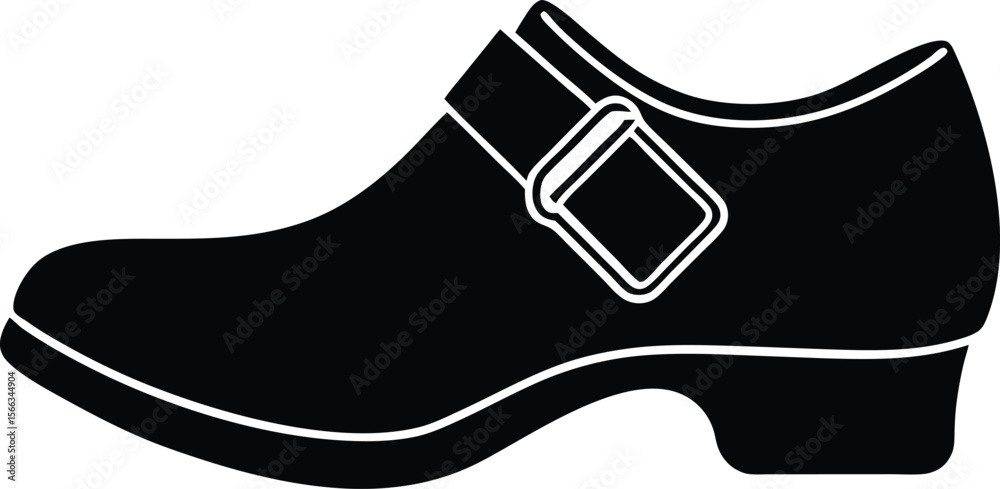 Obraz premium Classic black single strap shoe silhouette