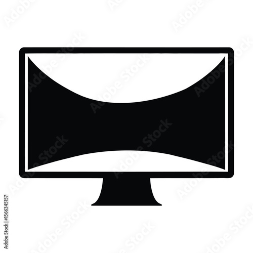 Dual Monitor Setup Silhouette, Vector, Illustration, Icon, Logo, White Background.