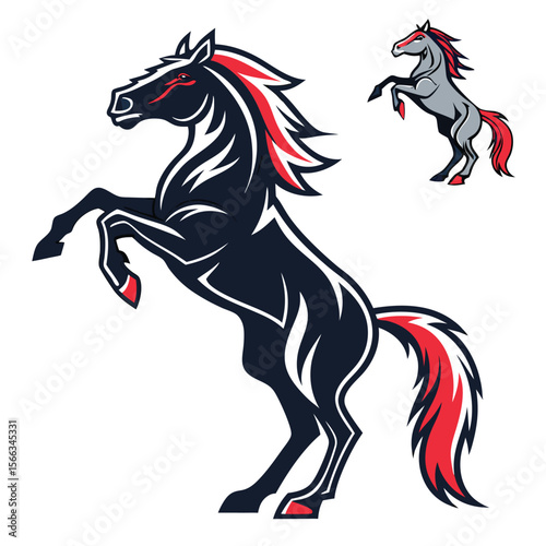 Powerful horse rearing up