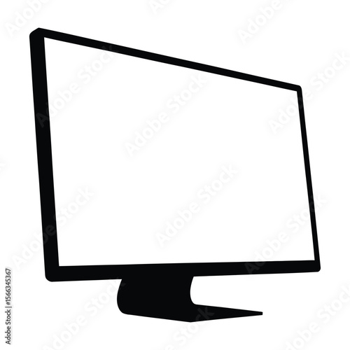 Frameless Portrait Monitor Silhouette, Vector, Illustration, Icon, Logo, White Background.