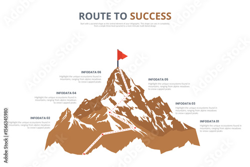 Route to success, Mountain infographics design template