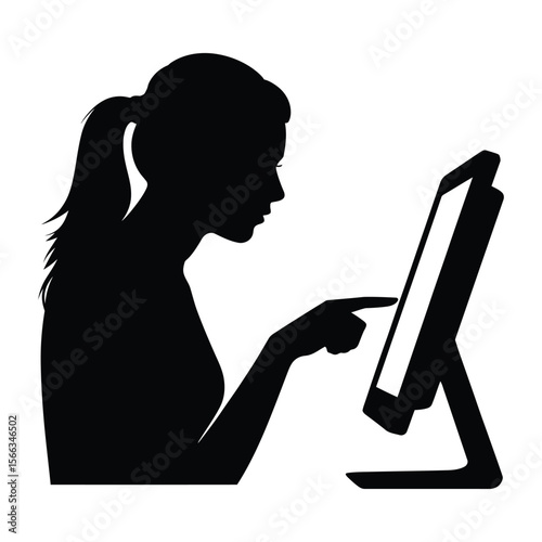 Touchscreen Kiosk Display Silhouette, Vector, Illustration, Icon, Logo, White Background.