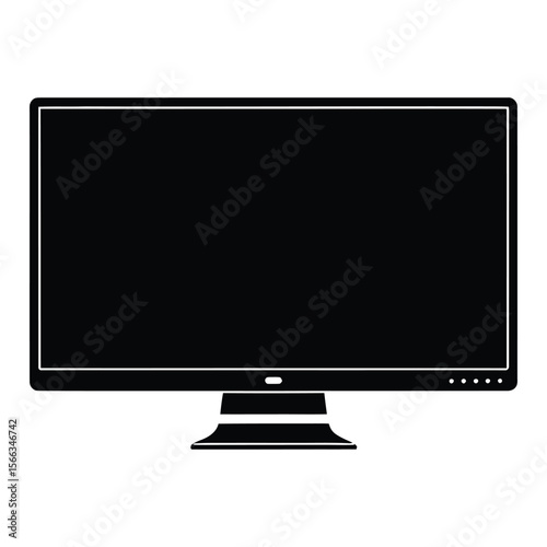 Ultra-Thin Bezel Flat Panel Silhouette, Vector, Illustration, Icon, Logo, White Background.
