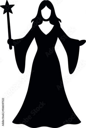 Sorceress vector black silhouette design
