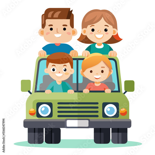 family on the car
