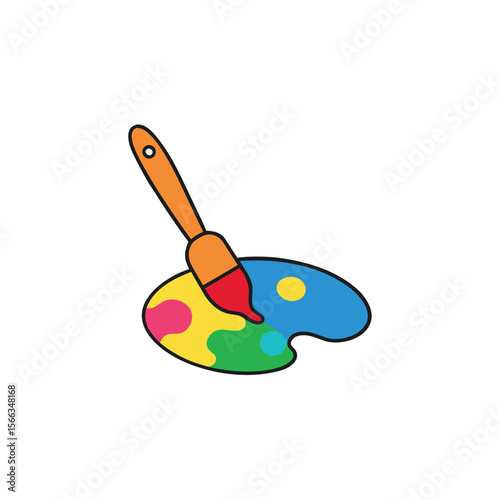 colorful vector scene of a paintbrush dipping into