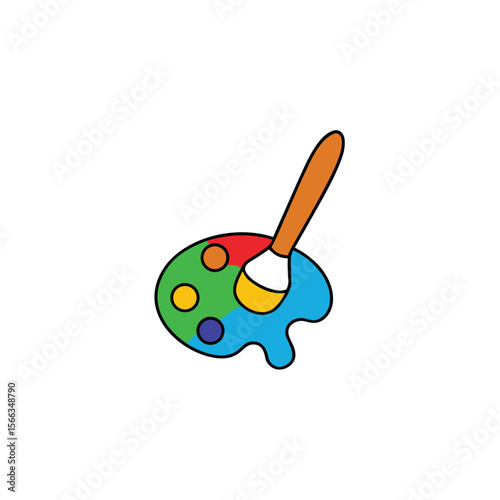 colorful vector scene of a paintbrush dipping into