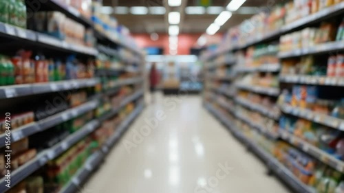 Wallpaper Mural blurred background with aisles and shelves in supermarket. 4k videos Torontodigital.ca