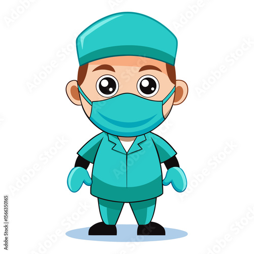 funny cartoon scientist with green screen