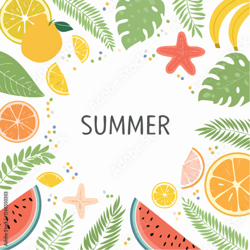 Summer backgrounds, cards, banner templates. Hand drawn modern illustrations
