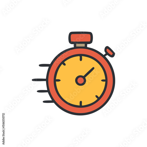 Cartoon stopwatch illustration with motion lines indicating speed.