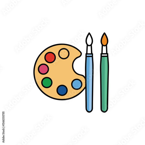 flat vector illustration of art supplies including