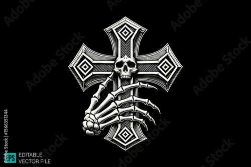 christianity tattoo ideas dark art scary creepy style tattoo illustration vector black and white background templates