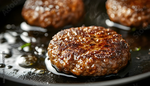 slider patty made with ground hot and spicy sardines being fried in a pan