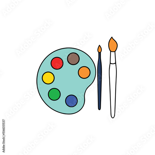 flat vector illustration of art supplies including