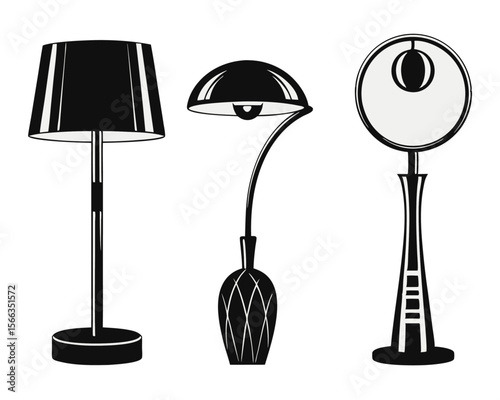 Elegant black silhouette of a modern lamp representing stylish home decor and interior lighting solutions perfect for design projects