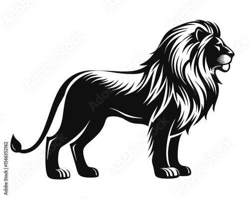 Collection of majestic african lion silhouettes in various poses perfect for wildlife designs and branding applications photo