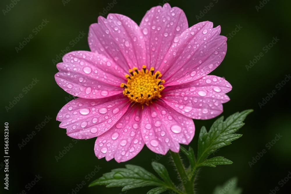 Obraz premium A Pink Daisy with Water Droplets Captivates the Heart