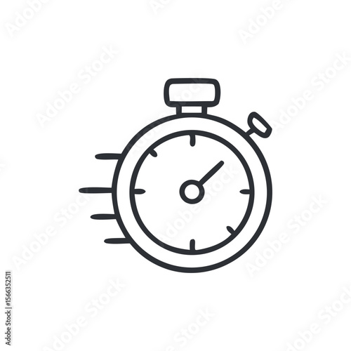 A stopwatch icon with motion lines, suggesting speed or urgency, isolated on a white background.