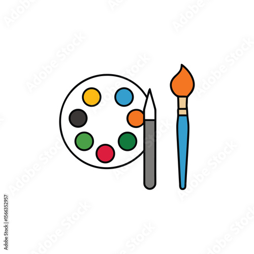 flat vector illustration of art supplies including