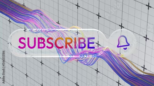 Liquid Glass Subscribe Bell Button. Designed for digital content, social channels, and video blogs to prompt viewer interaction.