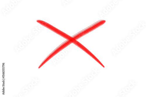 Hand Drawn Red Cross Marker on Transparent Background, Isolated Red X Sign, Doodle Cross Symbol PNG